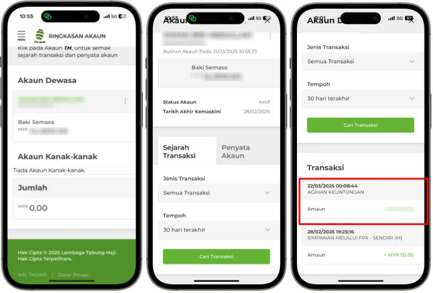 cara semak dividen tabung haji online thijari