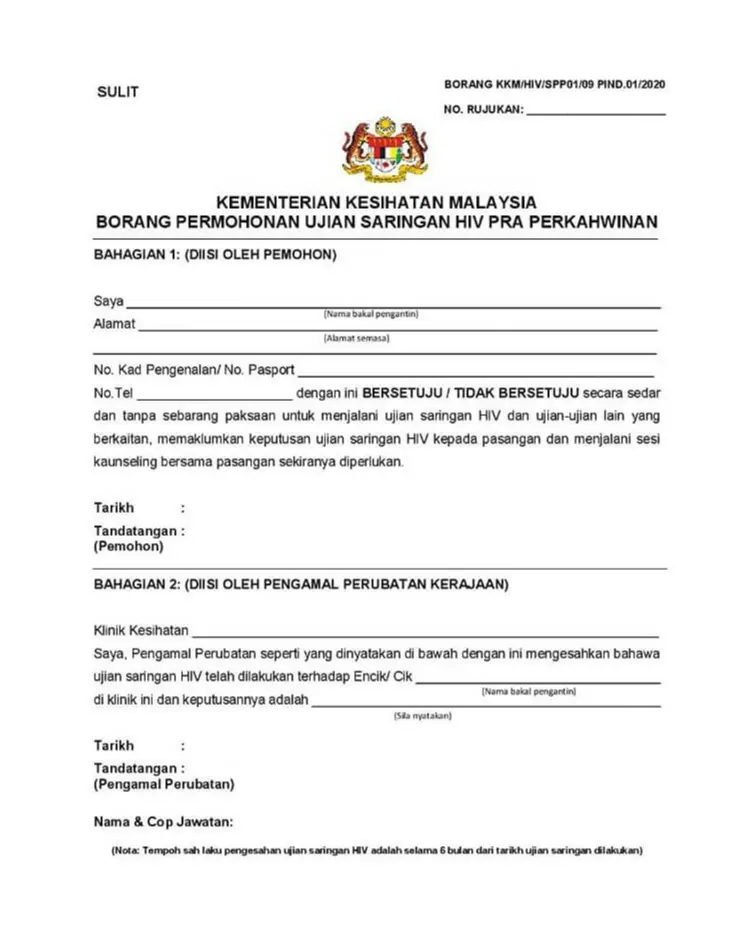 borang ujian saringan hiv