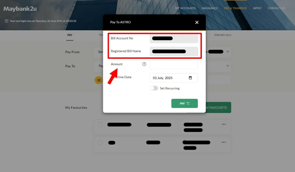 cara bayar bil astro onilne guna maybank2u