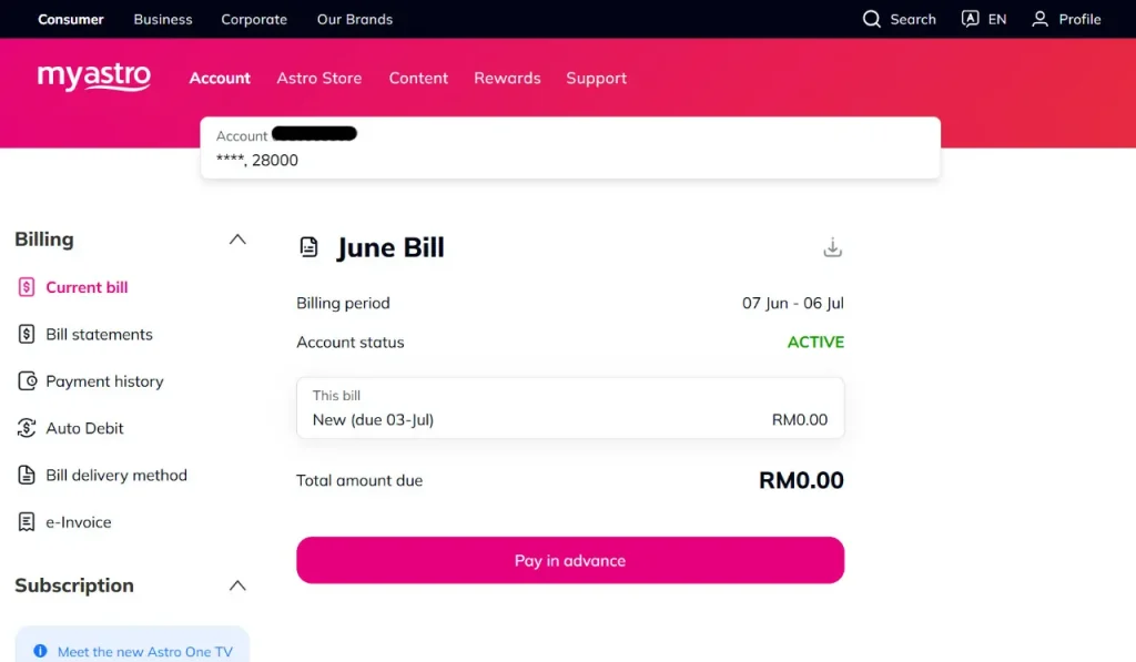 cara bayar bil astro onilne guna myastro