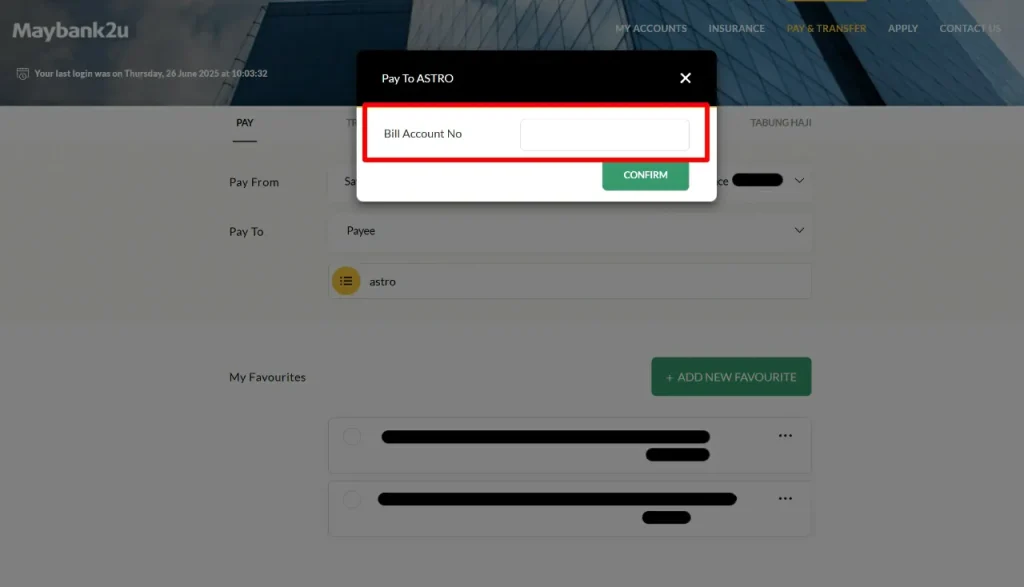 cara bayar bil astro onilne guna maybank2u