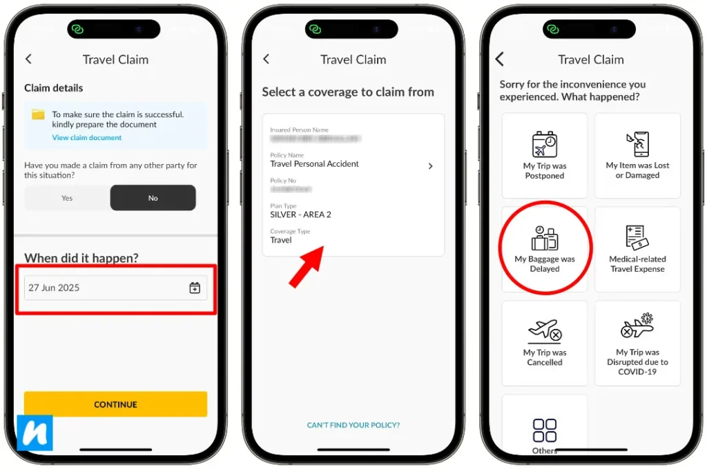 cara claim luggage delay etiqa