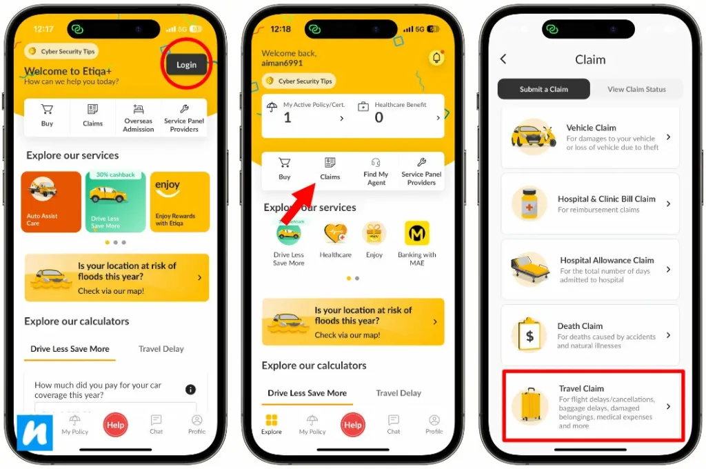 cara claim luggage delay etiqa