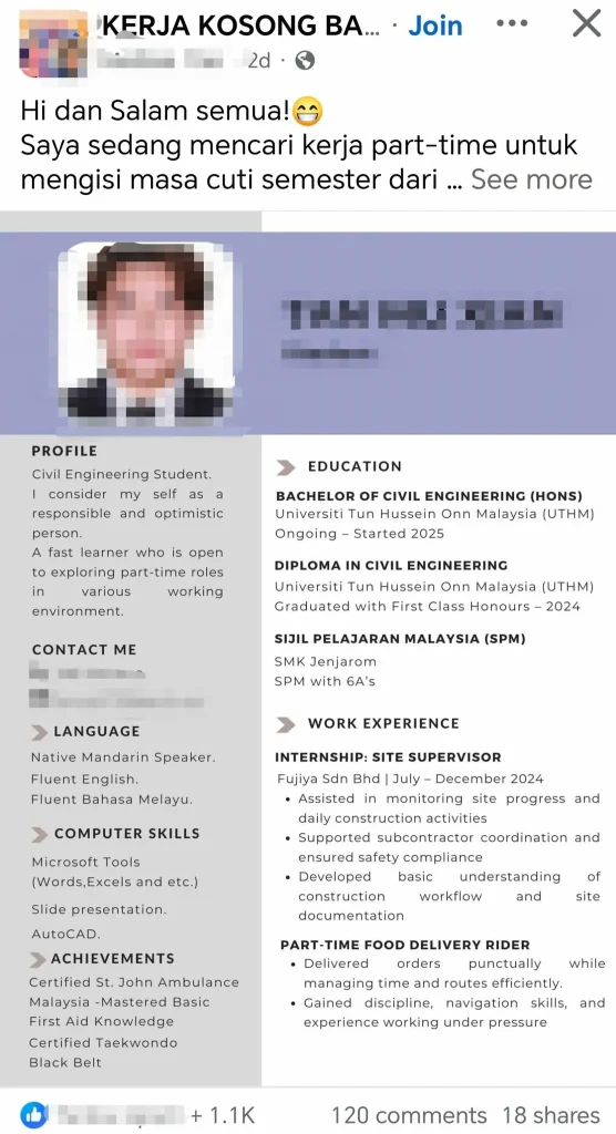 contoh resume tak elok untuk mencari kerja