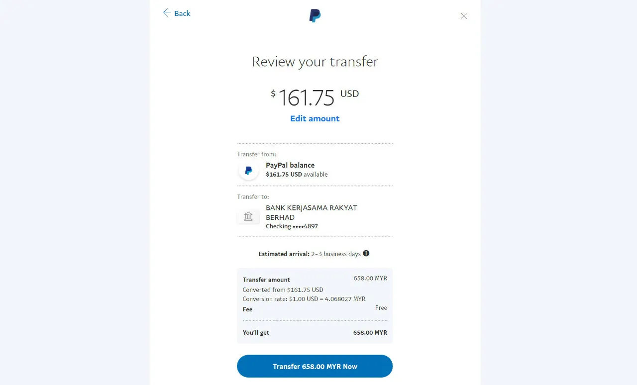 cara transfer duit paypal ke akaun bank