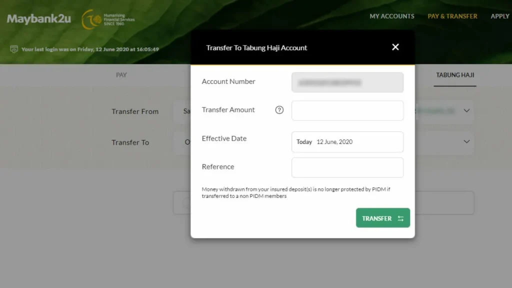 cara pindah wang tabung haji ke maybank