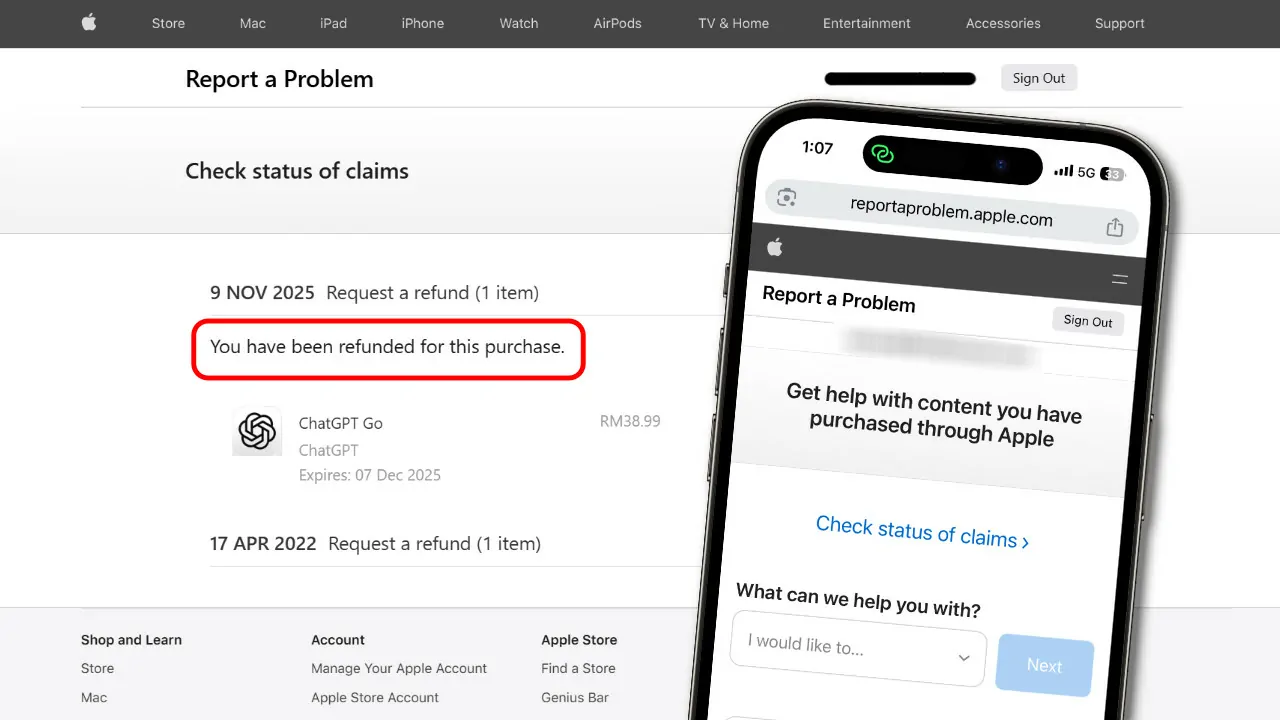 cara refund aplikasi tersalah beli