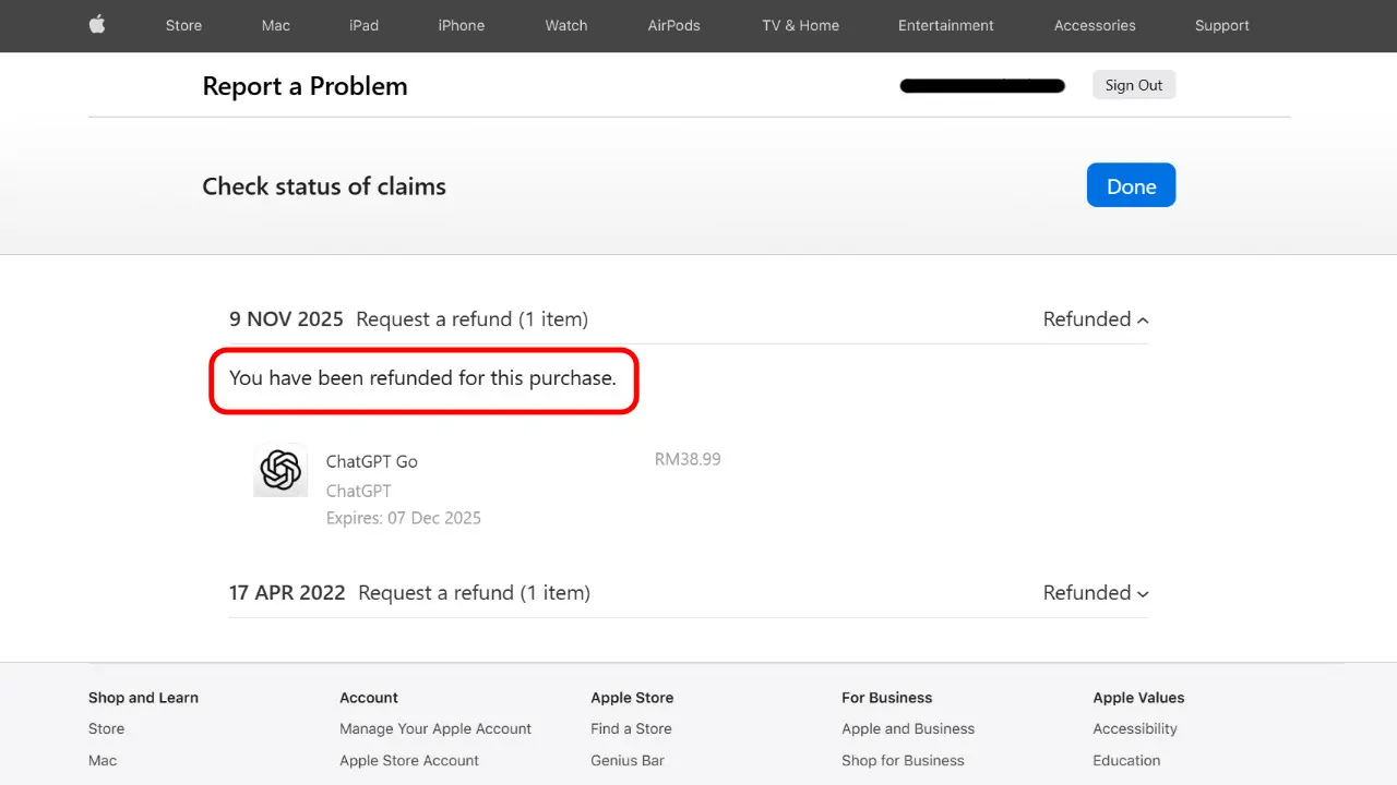 cara refund dari apple