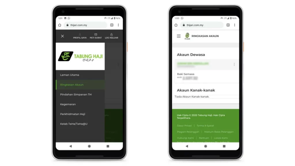 cara semak baki tabung haji