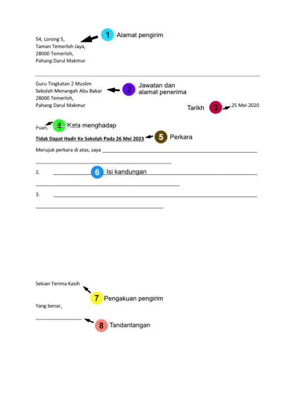 panduan surat tidak hadir ke sekolah