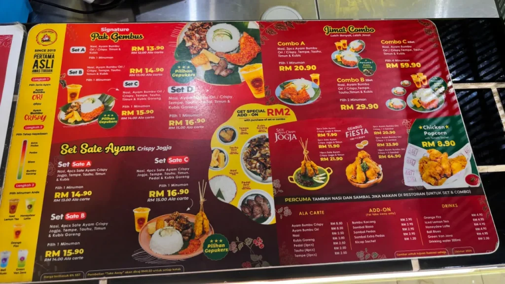 menu harga ayam gepuk pak gembus