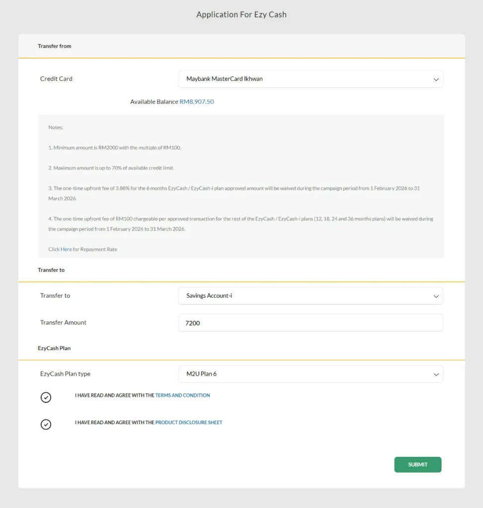 cara mohon ezycash maybank