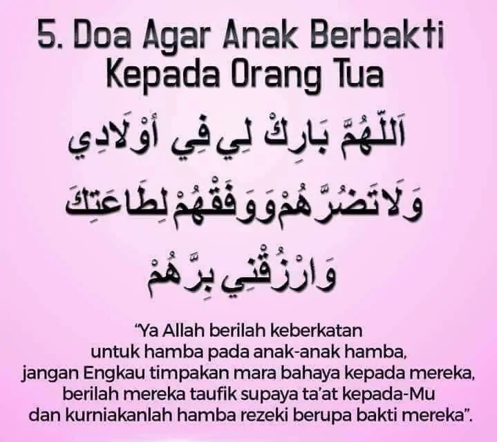 Doa agar anak berbakti kepada ibu bapa