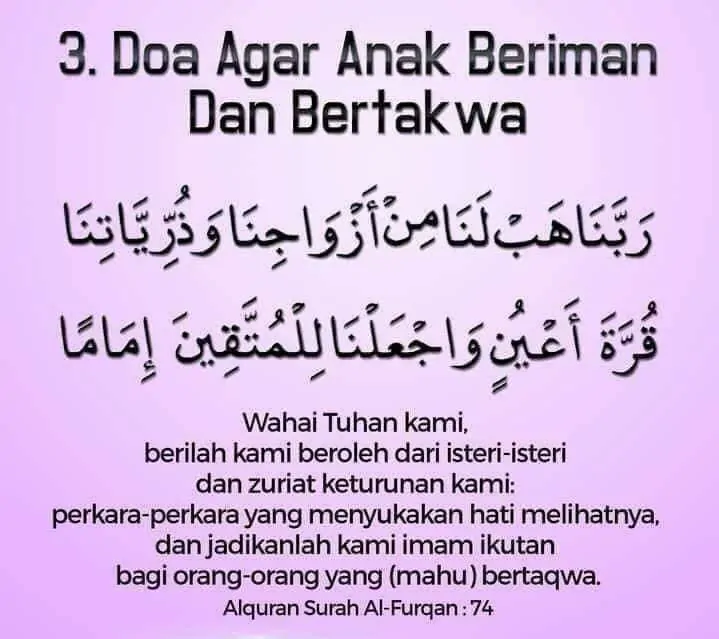 Doa agar anak beriman dan bertakwa