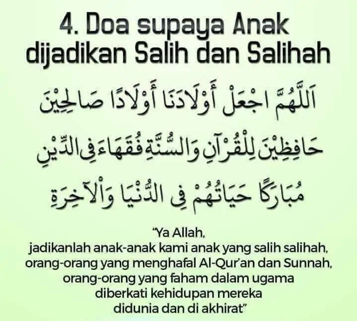 Doa supaya anak dijadikan Soleh dan Solehah