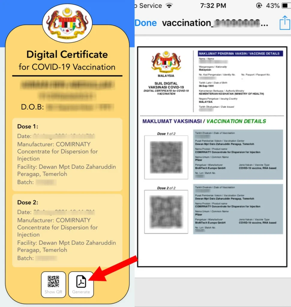 sijil vaksinasi mysejahtera